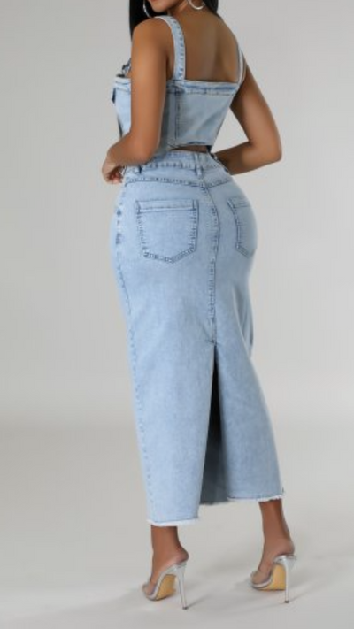 Too Sexy Jean Skirt Set