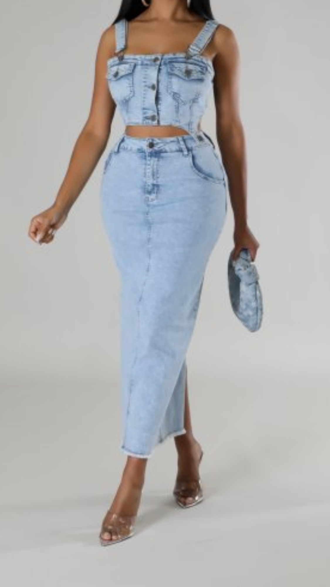 Too Sexy Jean Skirt Set
