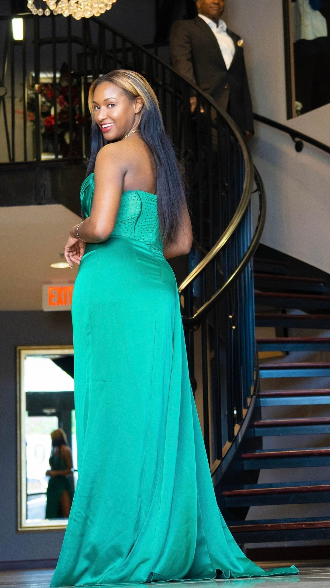 Emerald Green Satin Gown - Very Ashley