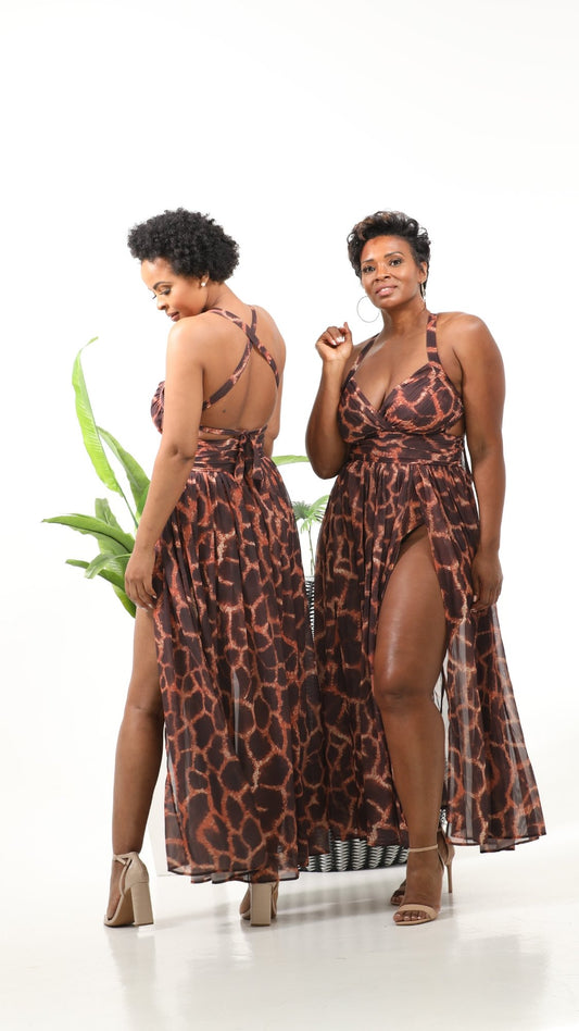 Very Ashley Richmond Virginia womens Boutique fashion Giraffe Print Summer Maxi Dress Black owned business 
